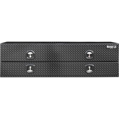 Image showing 5 th Buyers Products 21 x 18 x 90in. Gloss Black Diamond Tread Aluminum Flatbed Contractor Box with Lower Door