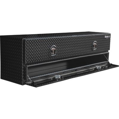 Image showing  21 x 18 x 96in. Gloss Black Diamond Tread Aluminum Flatbed Contractor Box with Lower Door