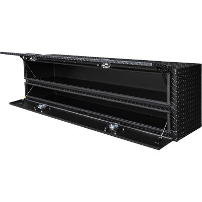 Image showing  21 x 18 x 88in. Textured Matte Black Diamond Tread Aluminum Flatbed Contractor Box with Lower Door