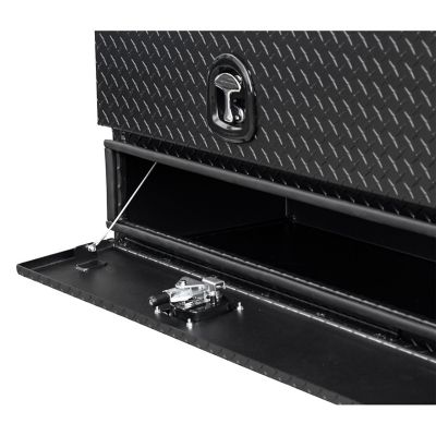 Image showing 5 th Buyers Products 21 x 18 x 88in. Textured Matte Black Diamond Tread Aluminum Flatbed Contractor Box with Lower Door