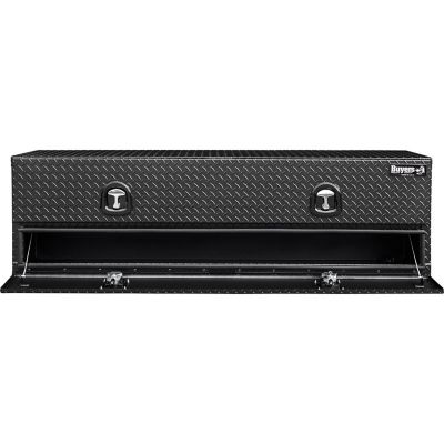Image showing 8 th Buyers Products 21 x 18 x 88in. Textured Matte Black Diamond Tread Aluminum Flatbed Contractor Box with Lower Door