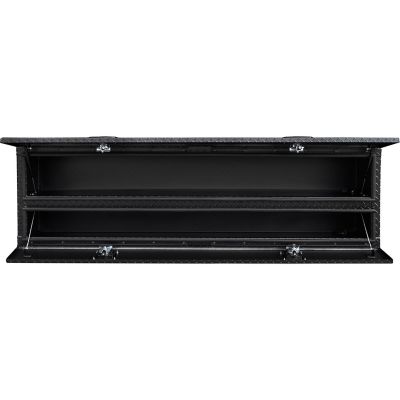 Image showing 9 th Buyers Products 21 x 18 x 88in. Textured Matte Black Diamond Tread Aluminum Flatbed Contractor Box with Lower Door