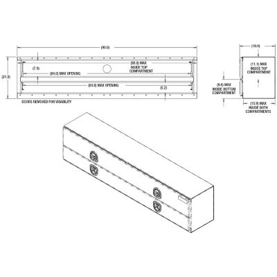 Image showing  21 x 18 x 90in. Textured Matte Black Diamond Tread Aluminum Flatbed Contractor Box with Lower Door