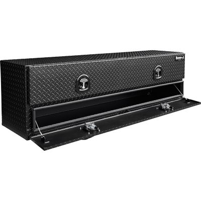 Image showing  21 x 18 x 90in. Textured Matte Black Diamond Tread Aluminum Flatbed Contractor Box with Lower Door