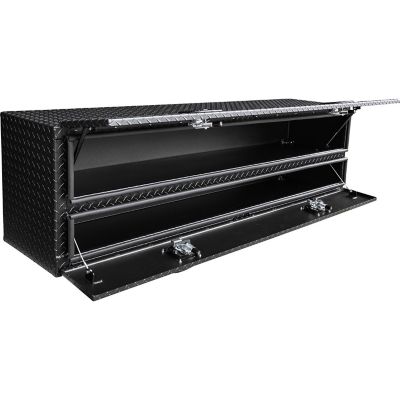 Image showing  21 x 18 x 90in. Textured Matte Black Diamond Tread Aluminum Flatbed Contractor Box with Lower Door
