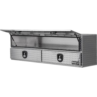 Image showing  21 in. x 18 in. x 88 in. Diamond Tread Aluminum Flatbed Contractor Box with Lower Drawers