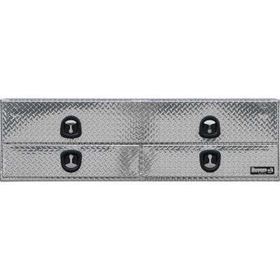 Image showing 7 th Buyers Products 21 in. x 18 in. x 88 in. Diamond Tread Aluminum Flatbed Contractor Box with Lower Drawers