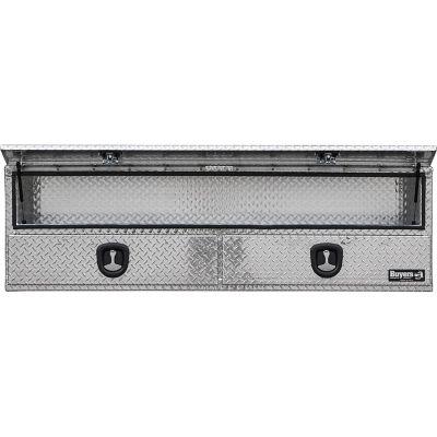 Image showing 8 th Buyers Products 21 in. x 18 in. x 88 in. Diamond Tread Aluminum Flatbed Contractor Box with Lower Drawers