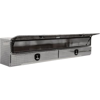 Image showing  21 in. x 18 in. x 96 in. Diamond Tread Aluminum Flatbed Contractor Box with Lower Drawers