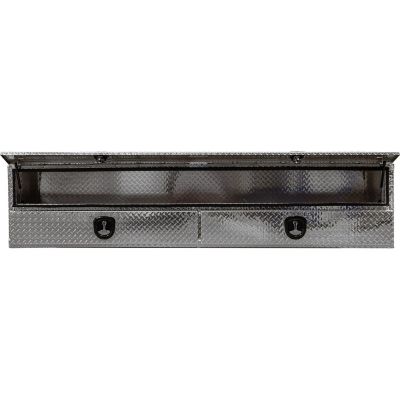 Image showing 9 th Buyers Products 21 in. x 18 in. x 96 in. Diamond Tread Aluminum Flatbed Contractor Box with Lower Drawers