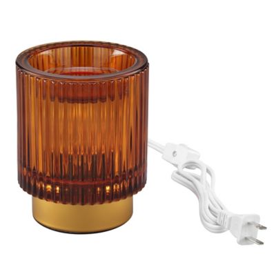 Image showing  Light-Up Amber Glass Wax Warmer with Honeycrisp Cider Scented Wax Melts