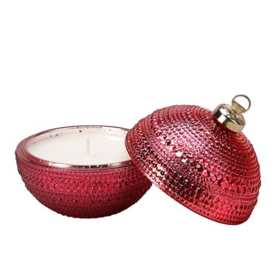 Image showing  Peppermint Scented Red Glass Christmas Ornament Candle