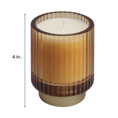 Image showing  Chestnut Praline Latte Scented Amber Glass Candle, 4 in.