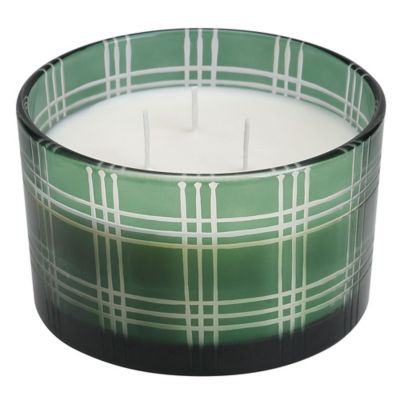 Red Shed Bourbon Maple Eggnog Scented Green Plaid Glass Candle, 5.1 in.