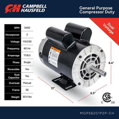Image showing  Compressor Duty Electric Motor, 2 hp