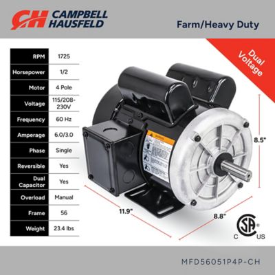 Image showing  Farm Duty Electric Motor, 1/2 hp