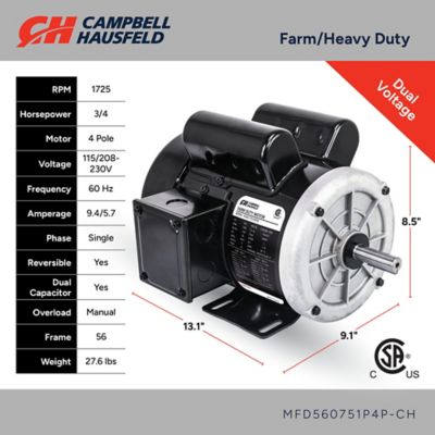 Image showing  Farm Duty Electric Motor, 3/4 hp