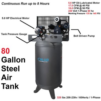 Image showing  CALAIR 80050BD 80 gal. 5.0 hp One-Stage Oil-Lubricated Belt Driven Air Compressor
