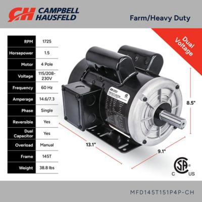 Image showing  Farm Duty Electric Motor, 1.5 hp