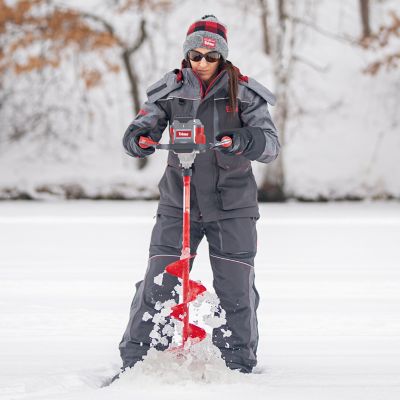 Image showing  E40 Electric Ice Auger, 8 in., Full-Power 40V Lithium, Lightweight, Steel Bit, Red, 45750