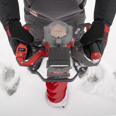 Image showing  E40 Electric Ice Auger, 8 in., Full-Power 40V Lithium, Lightweight, Steel Bit, Red, 45750