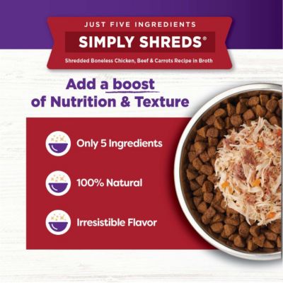 Image showing 4 th Wellness Bowl Boosters Simply Shreds Chicken, Beef & Carrots 2.8 oz.