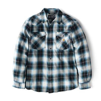 Image showing  Men's Rugged Flex Montana Relaxed Fit Lightweight Snap-Front Plaid Collared Long-Sleeve Work Shirt
