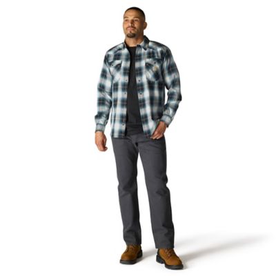 Image showing  Men's Rugged Flex Montana Relaxed Fit Lightweight Snap-Front Plaid Collared Long-Sleeve Work Shirt