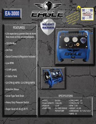 Image showing 6 th Eagle 1 hp Silent Series Hot Dog Compressor