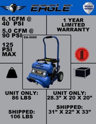 Image showing 5 th Eagle Silent Series 2HP Side Stack Compressor
