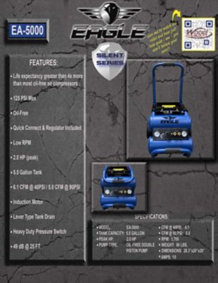 Image showing 6 th Eagle Silent Series 2HP Side Stack Compressor