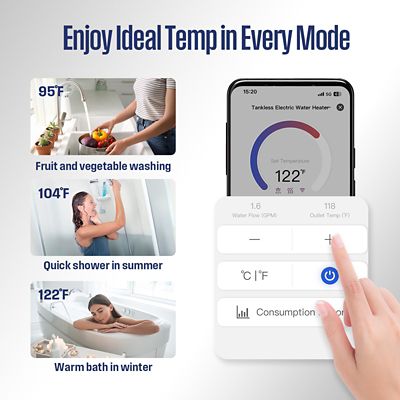 Image showing 6 th Westinghouse 27000W Smart Electric Tankless Water Heater, 6.3-GPM, 240V, 113A, Bluetooth and Wifi Supported