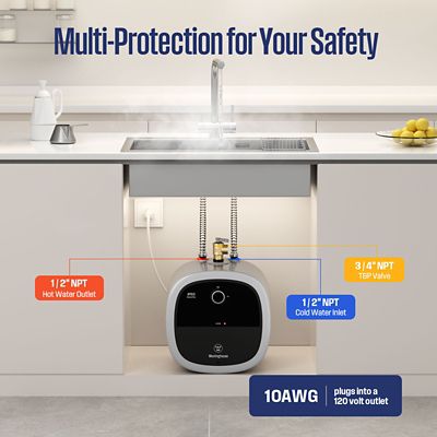 Image showing 8 th Westinghouse Apolo 2.5 gal. Mini Tank Water Heater, 1440W, 120V