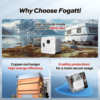 Image showing 5 th Fogatti RV Tankless Water Heater Without Door, 2.5-GPM 48,000-BTU, Instashower 7