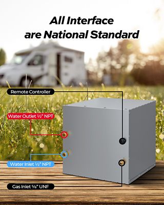 Image showing  RV Tankless Water Heater Without Door, 2.9-GPM 55,000-BTU, Instashower 8 PLUS