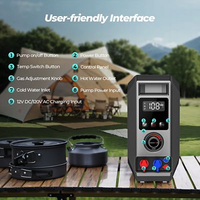 Image showing 5 th Fogatti 19000BTU, Outdoor Camping Portable Propane Gas Tankless Water Heater with Water Pump, Point-of-use