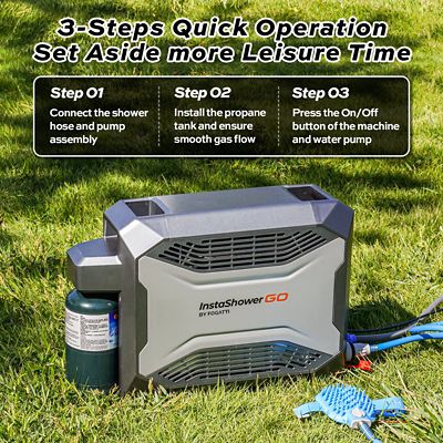 Image showing 7 th Fogatti 19000BTU, Outdoor Camping Portable Propane Gas Tankless Water Heater with Water Pump, Point-of-use