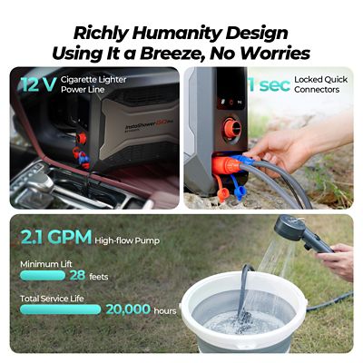 Image showing  22000BTU, Outdoor Camping Portable Propane Gas Tankless Water Heater with Water Pump, Point-of-use