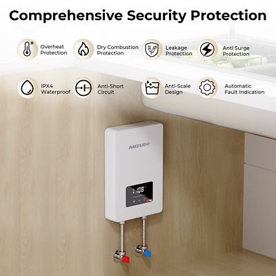 Image showing 5 th Mizudo 3500 W Electric Tankless Water Heater Undersink, 120 V, 29.1A