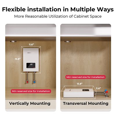 Image showing 6 th Mizudo 3500 W Electric Tankless Water Heater Undersink, 120 V, 29.1A