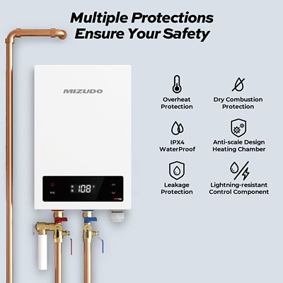 Image showing 5 th Mizudo 8000W Electric Tankless Water Heater Undersink, 240V, 34A