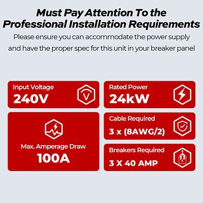 Image showing  24000W Electric Tankless Water Heater Undersink, 240V, 100A