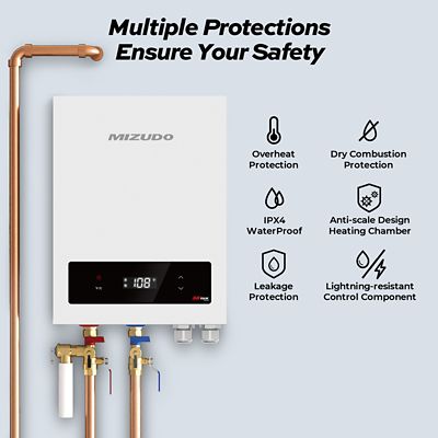 Image showing 8 th Mizudo 24000W Electric Tankless Water Heater Undersink, 240V, 100A