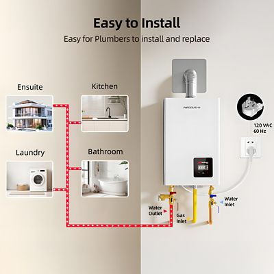 Image showing 7 th Mizudo 3.6-GPM Natural Gas Tankless Water Heater, Residential Indoor, 80,000-BTU