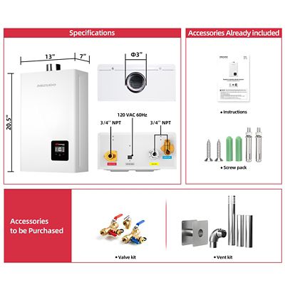 Image showing 8 th Mizudo 3.6-GPM Natural Gas Tankless Water Heater, Residential Indoor, 80,000-BTU