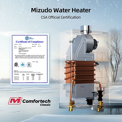 Image showing 9 th Mizudo 3.6-GPM Natural Gas Tankless Water Heater, Residential Indoor, 80,000-BTU