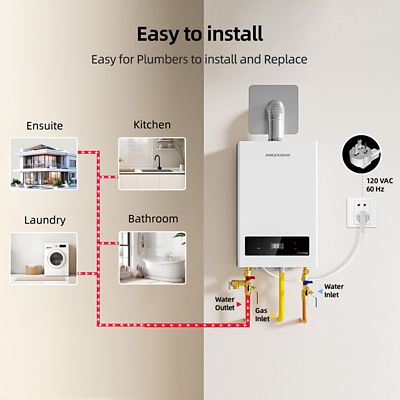 Image showing 7 th Mizudo 5.1-GPM Natural Gas Tankless Water Heater, Residential Indoor, 120,000-BTU