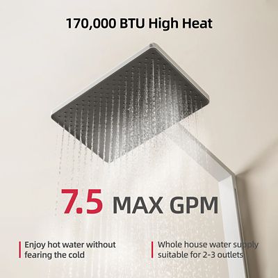 Image showing  7.5-GPM Natural Gas Tankless Water Heater, Residential Indoor, 170,000-BTU