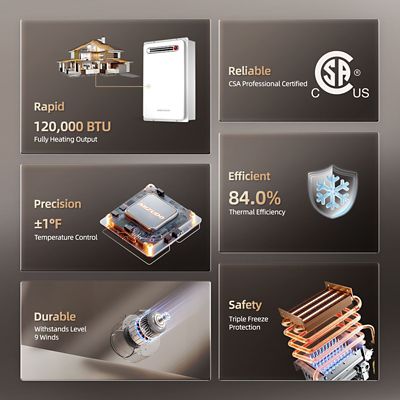 Image showing  5.1-GPM Propane Gas Tankless Water Heater, Residential, 120,000-BTU, Outdoor Installation only