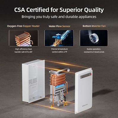 Image showing 7 th Mizudo 5.1-GPM Propane Gas Tankless Water Heater, Residential, 120,000-BTU, Outdoor Installation only